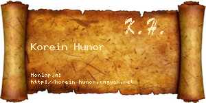 Korein Hunor névjegykártya